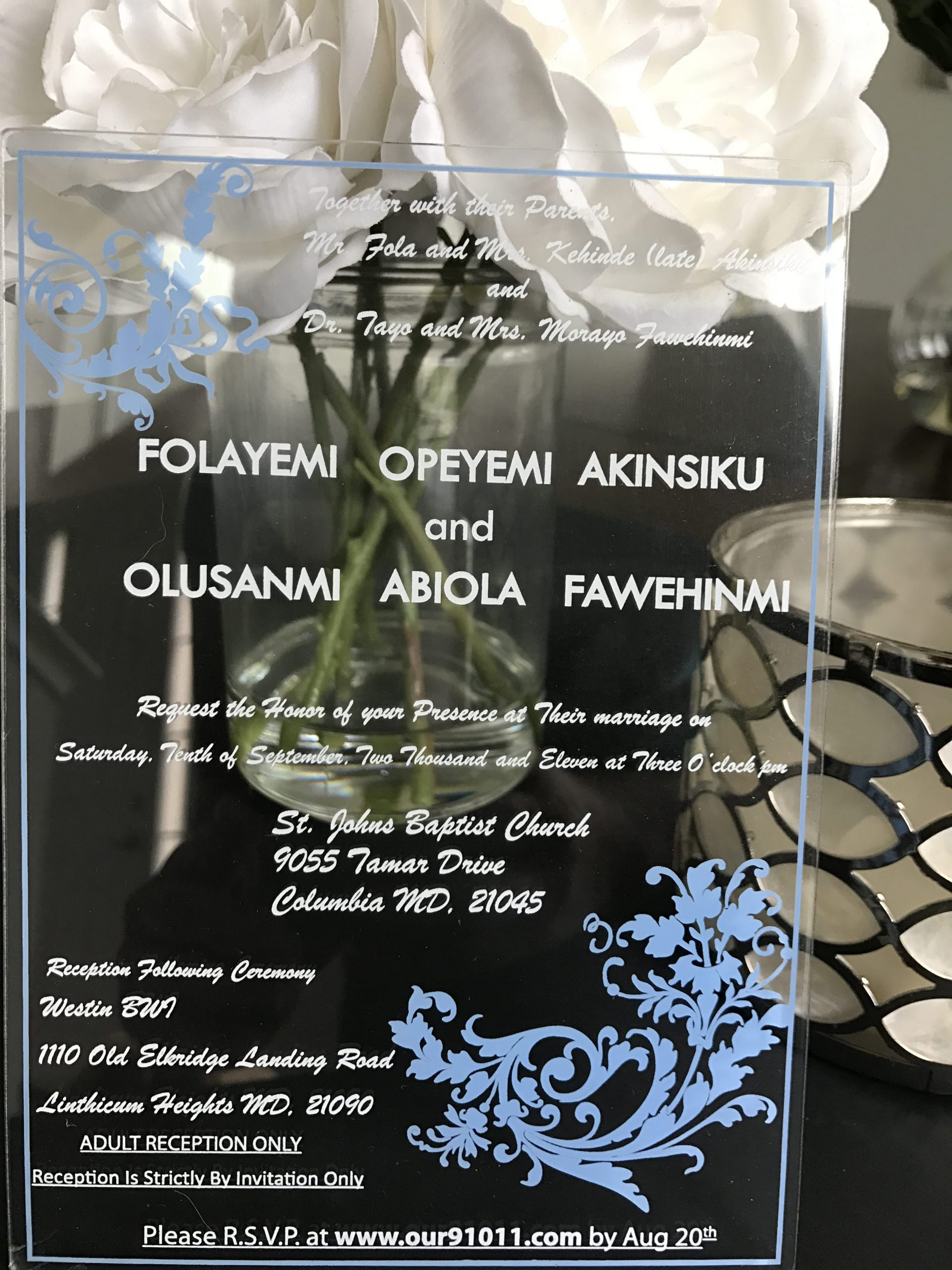 Clear Acrylic Wedding Invitation